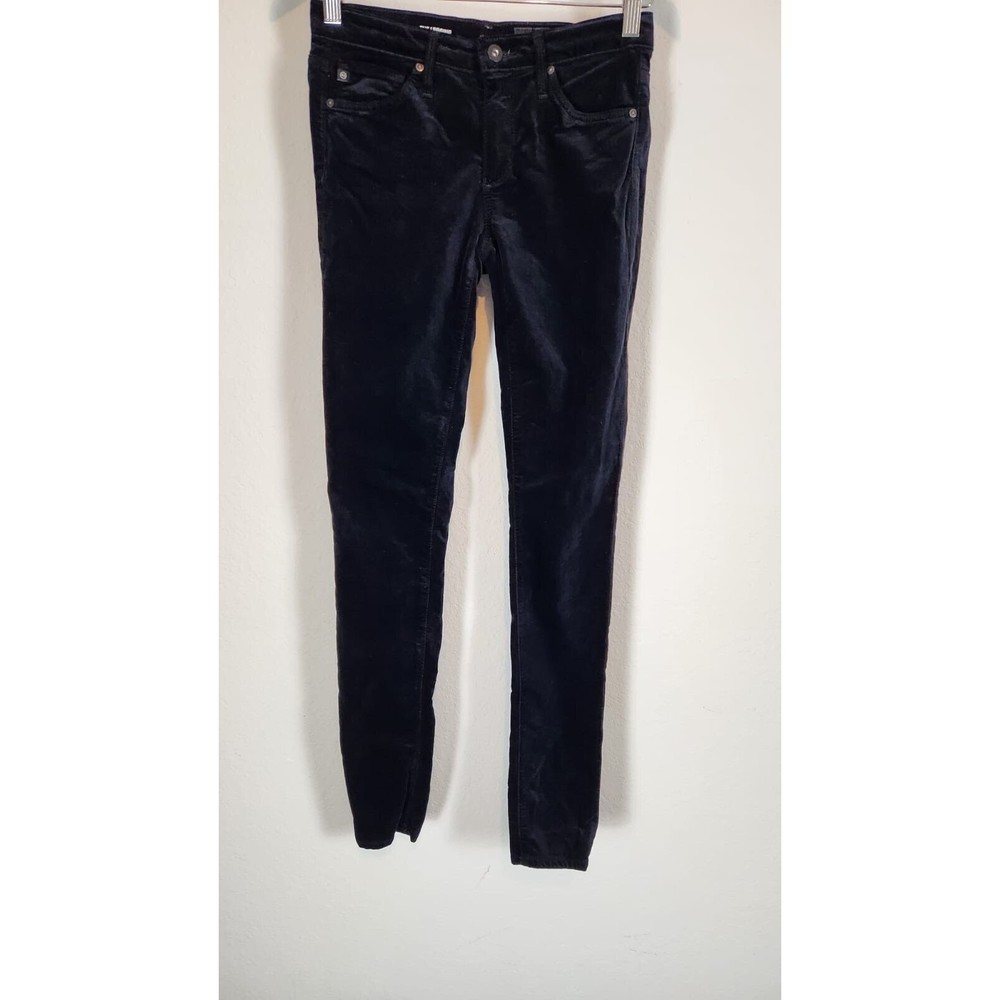 Adriano Goldschmied Women Black Corduroy The Legging Super Skinny Pant Size 24R